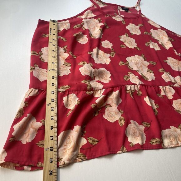 Torrid Blouse Pink Floral Roses Chiffon Straps Sleeveless Wome  Sz 4 Top Spring - Picture 4 of 15